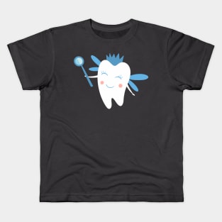 Tooth Fairy on Blue Kids T-Shirt